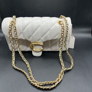COACH Tabby Shoulder Bag 26 Quilted CP150 Brass / Chalk White Leather NWOT